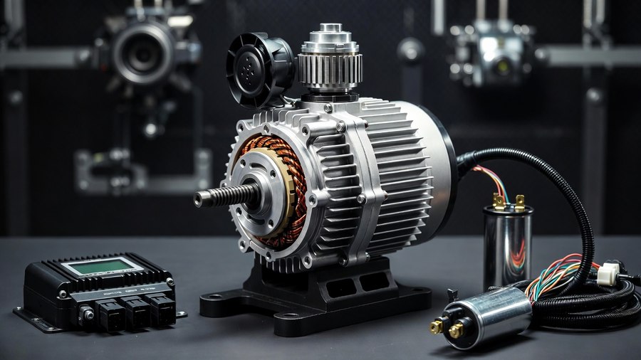 Electric motor, controller and capacitor kit components