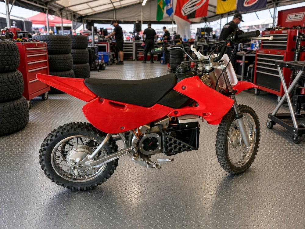 AZ E-Moto electric conversion kit installed on a 110cc pit bike